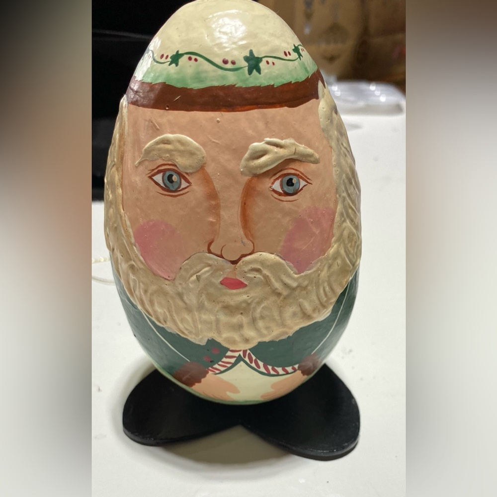 Vintage Santa Claus  Egg Shaped Christmas Ornament